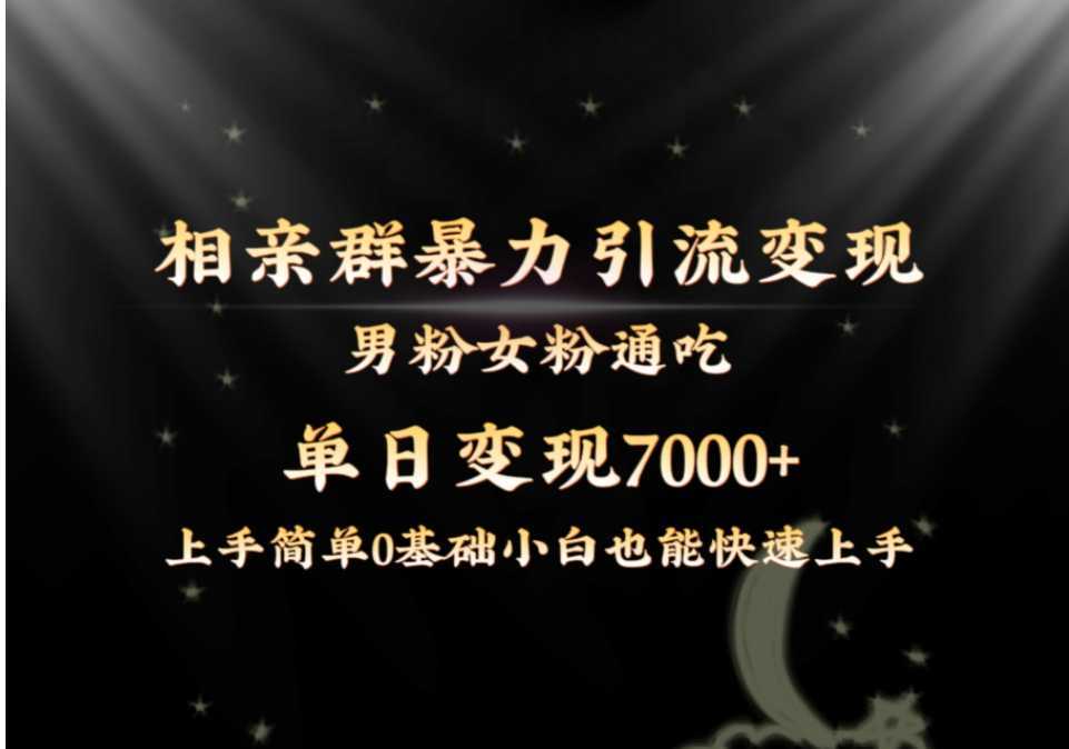 全网首发相亲群暴力引流男粉女粉通吃变现玩法，单日变现7000+保姆教学1.0