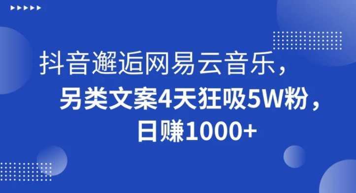 抖音邂逅网易云音乐，另类文案4天狂吸5W粉，日赚1000+【揭秘】