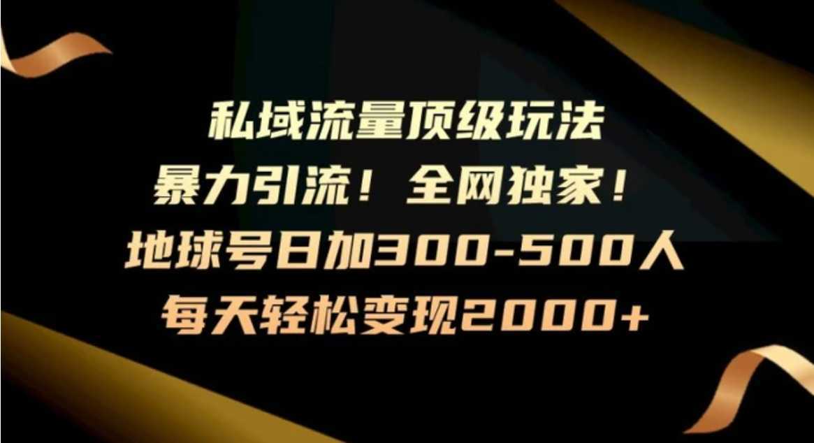 暴力引流，全网独家，地球号日加300-500人，私域流量顶级玩法，每天轻松变现2000+