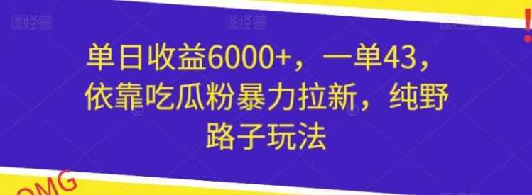 单日收益6000+，一单43，依靠吃瓜粉暴力拉新，纯野路子玩法