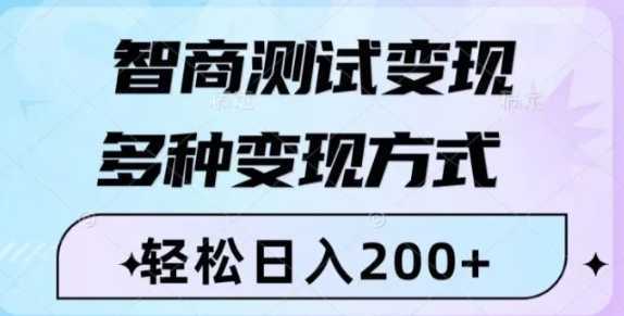 智商测试变现，轻松日入200+，几分钟一个视频，多种变现方式