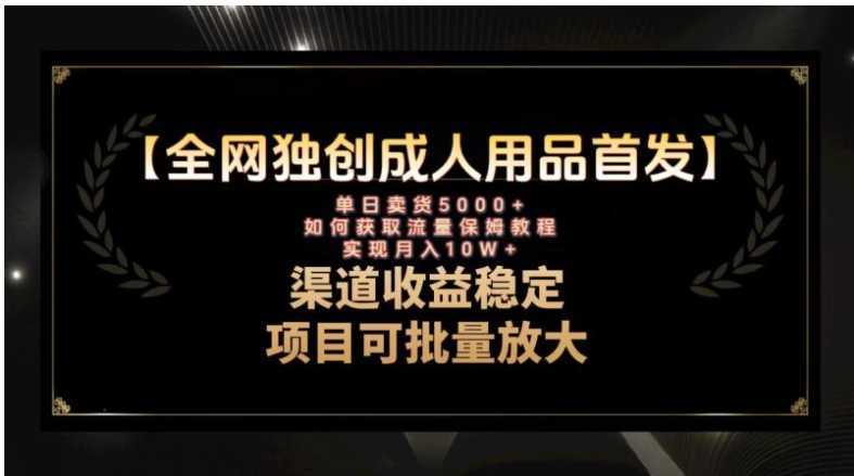 最新全网独创首发，成人用品赛道引流获客，月入10w保姆级教程