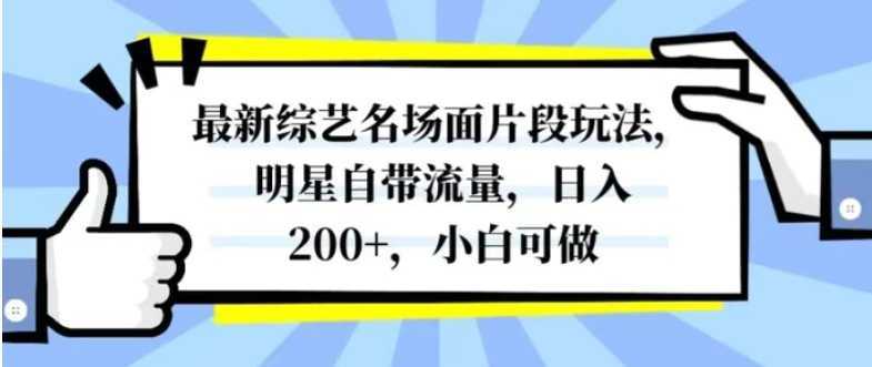 最新综艺名场面片段玩法，明星自带流量，日入200+，小白可做