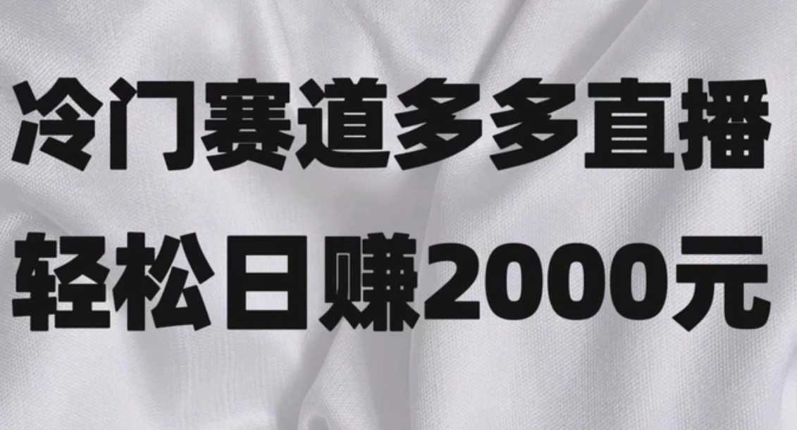 冷门赛道拼多多直播项目，简单念稿子，日收益2000＋