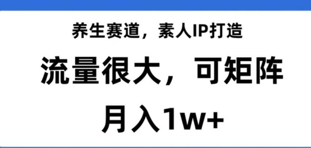 养生赛道，素人IP打造，流量很大，可矩阵，月入1w+【揭秘】