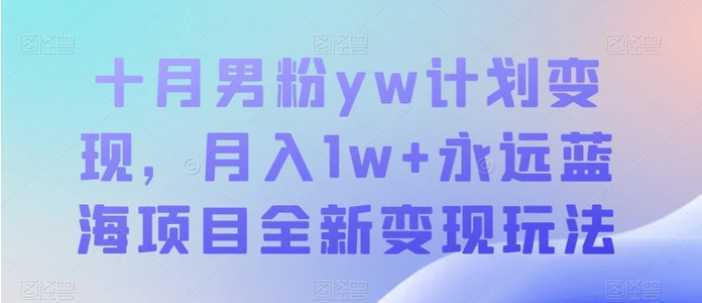 十月男粉yw计划变现，月入1w+永远蓝海项目全新变现玩法【揭秘】