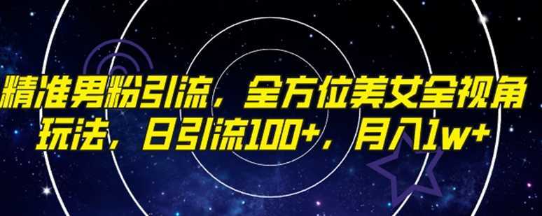 精准男粉引流，全方位美女全视角玩法，日引流100+，月入1w