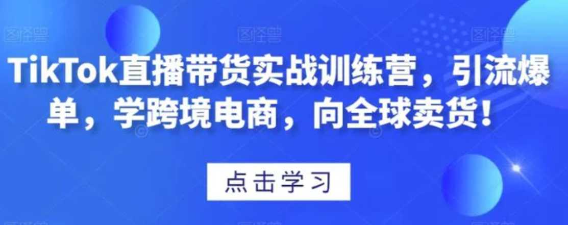 TikTok直播带货实战训练营，引流爆单，学跨境电商，向全球卖货！