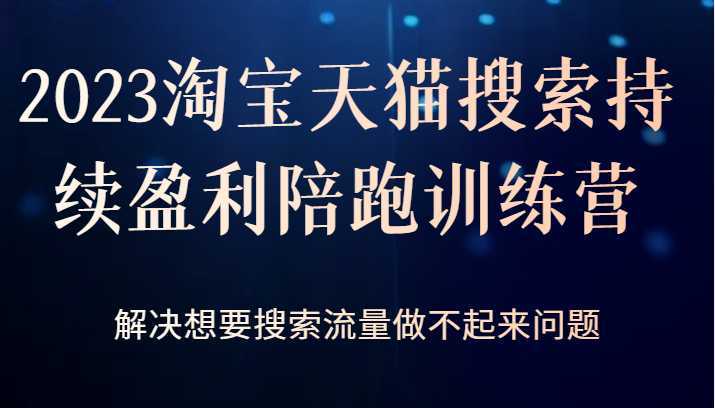 2023淘宝天猫搜索持续盈利陪跑训练营，解决想要搜索流量做不起来问题