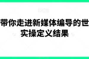 一步带你走进新媒体编导的世界,实操定义结果