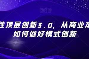 战略性顶层创新3.0,从商业本质看如何做好模式创新