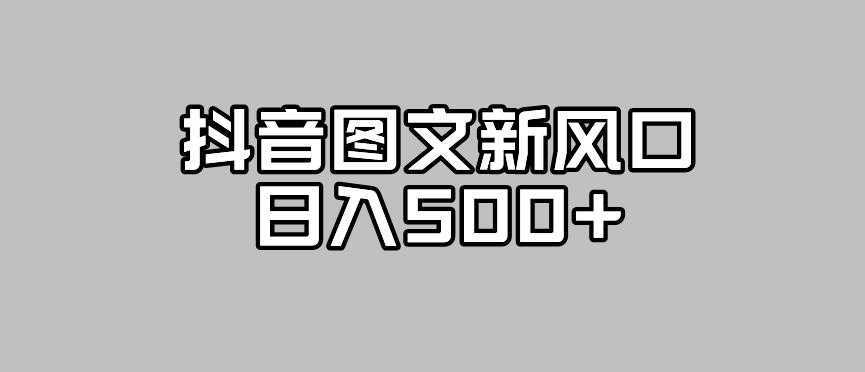 抖音图文最新风口,流量扶持非常高,日入500+【揭秘】