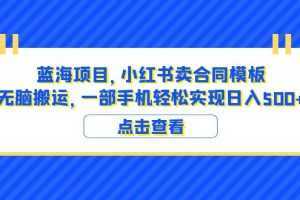 蓝海项目 小红书卖合同模板 无脑搬运 一部手机日入500+