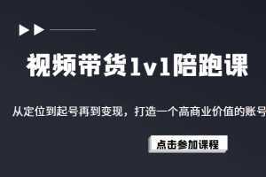 视频带货1v1陪跑课,从定位到起号再到变现,打造一个高商业价值的账号