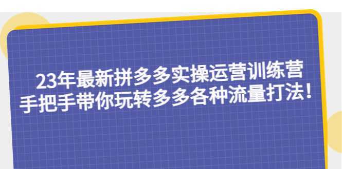 23年最新拼多多实操运营训练营:手把手带你玩转多多各种流量打法!