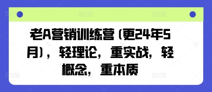 老A营销训练营(更24年9月),轻理论,重实战,轻概念,重本质