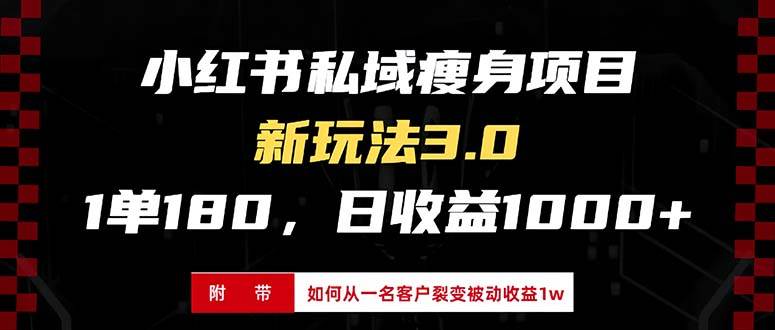 小红书瘦身项目3.0模式，新手小白日赚收益1000+（附从一名客户裂变收益&#8230;