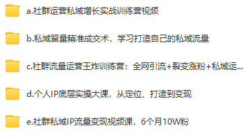 社群运营课程私域流量裂变涨粉精准成交增长个人IP变现运营视频