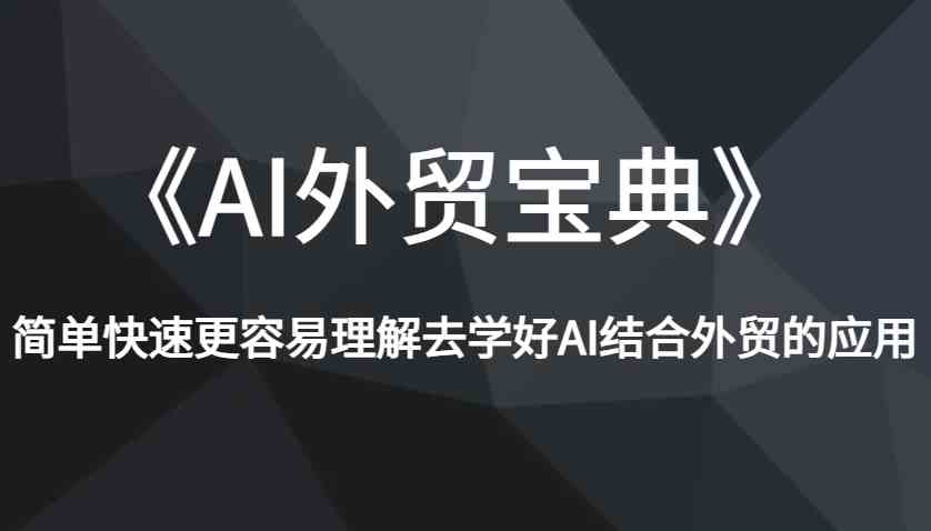 《AI外贸宝典》简单快速更容易理解去学好AI结合外贸的应用