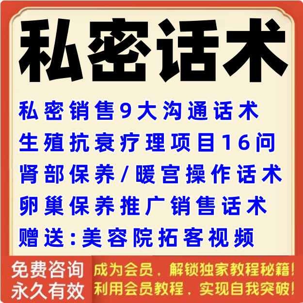 私密话术养生馆美容院女性肾部卵巢护理生殖保养清洁项目销售技巧