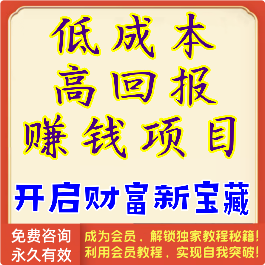 低成本高回报赚钱项目，开启财富新宝藏