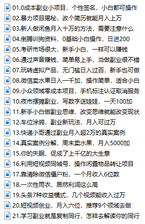 21堂副业培训课，让小白学会副业赚钱