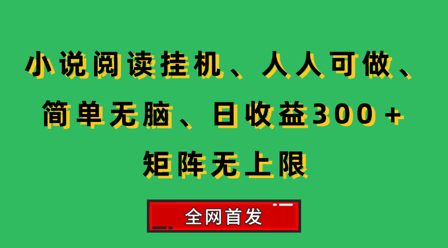 小说挂机阅读，人人可做，简单无脑，一天收益300＋矩阵无限上