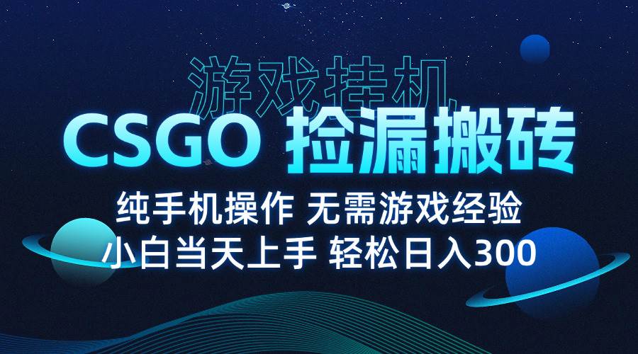8月最新游戏搬砖，CSGO纯挂机，不需要玩游戏，实现真挂机，月入1W+