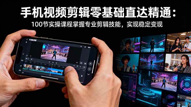 手机视频剪辑零基础直达精通：100节实操课程掌握专业剪辑技能，实现稳&#8230;