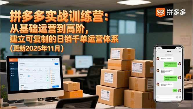 拼多多实战训练营：从基础运营到高阶，建立可复制的日销千单运营体系