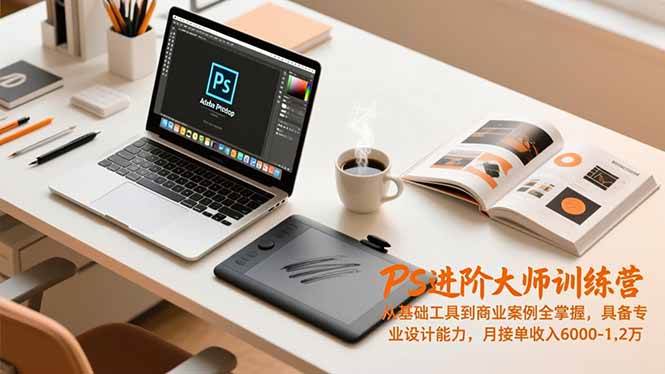 PS进阶大师训练营，从基础工具到商业案例全掌握，具备专业设计能力，月接单收入6000-1.2万