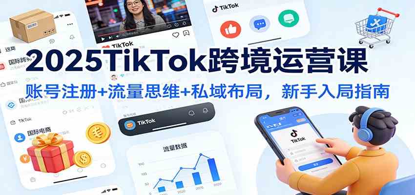 2025TikTok跨境运营课：账号注册+流量思维+私域布局，新手入局指南
