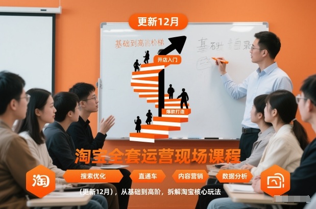 淘宝全套运营现场课程，从基础到高阶，拆解淘宝核心玩法