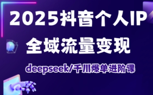 抖音个人IP全域流量变现进阶课，deepseek千川爆单进阶课