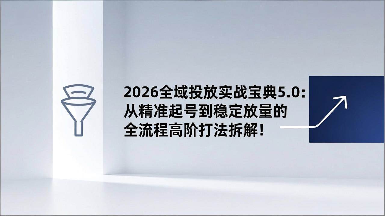 2026全域投放实战宝典5.0：从精准起号到稳定放量的全流程高阶打法拆解！
