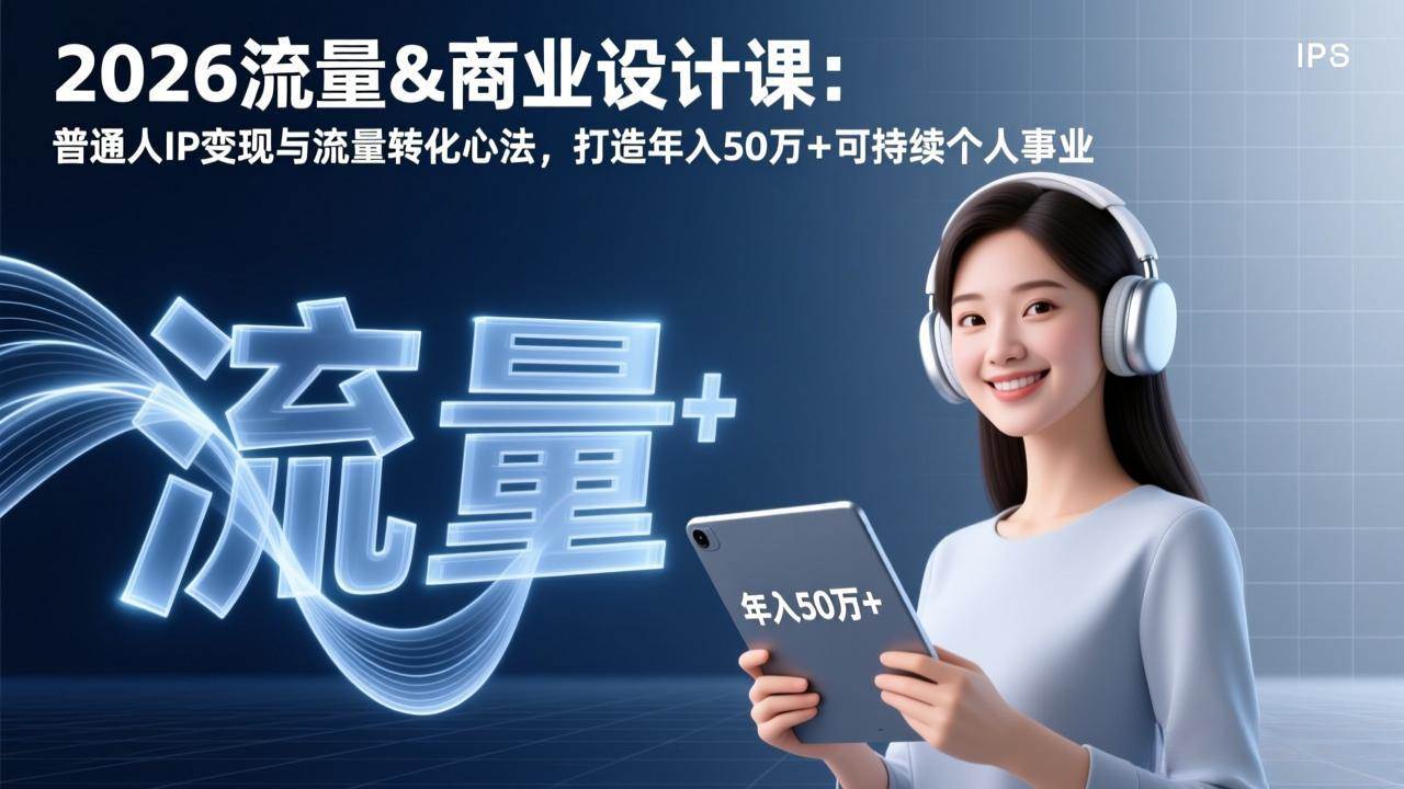 2026流量&amp;商业设计课：普通人IP变现与流量转化心法，打造年入50万+可持续个人事业