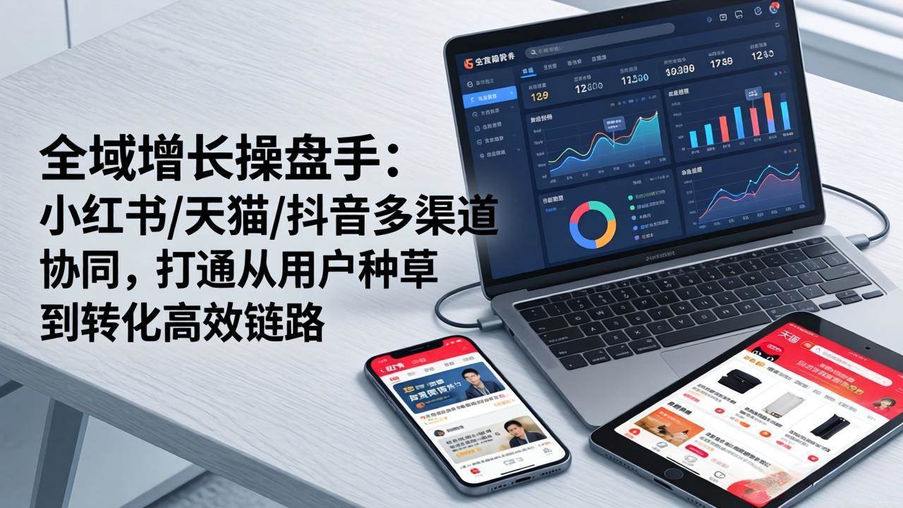全域增长操盘手：小红书/天猫/抖音多渠道协同，打通从用户种草到转化高效链路