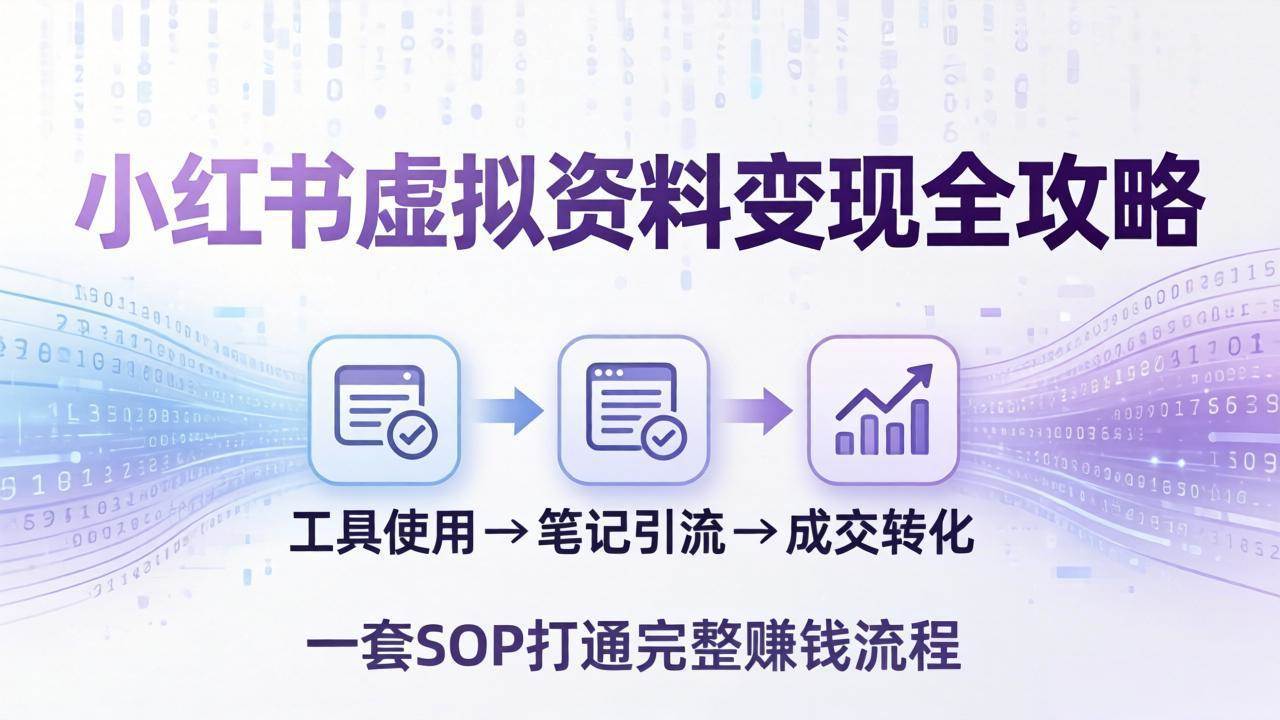 小红书虚拟资料变现全攻略:从工具使用到笔记引流成交,一套 SOP 打通完整赚钱流程