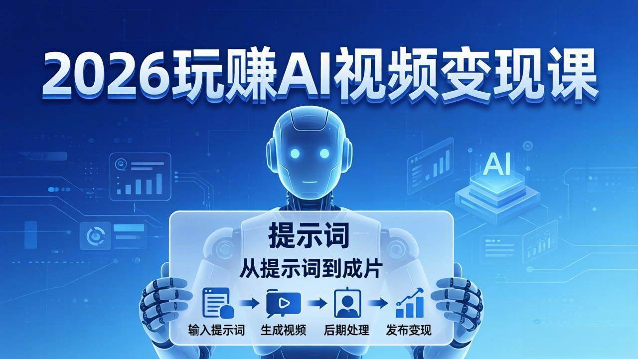 2026玩赚AI视频变现课：掌握 AI 视频全流程技能，从提示词到成片高效产出