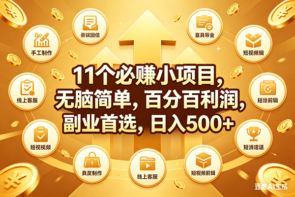 11个必赚钱小项目,百分百有利润,无脑简单,副业首选,日入500+